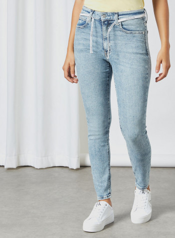 High Rise Skinny Ankle Jeans Light Blue