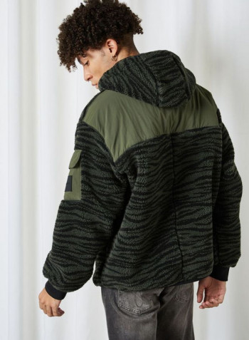 Camouflage Pattern Hooded Neck Jackets Green/Black