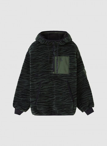 Camouflage Pattern Hooded Neck Jackets Green/Black