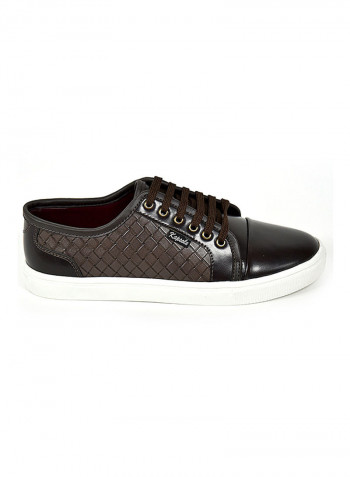 Lace Up Low Top Sneakers Brown