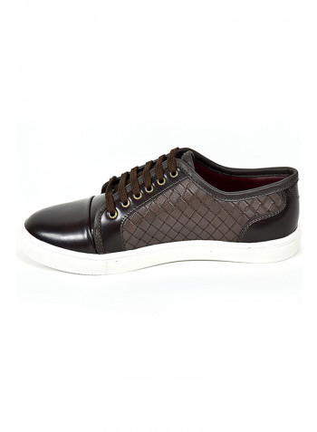 Lace Up Low Top Sneakers Brown