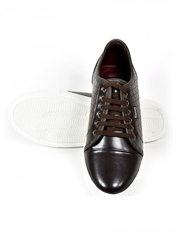 Lace Up Low Top Sneakers Brown