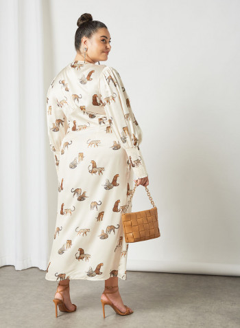 Plus Size Animal Print Dress White