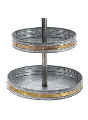 3-Tier Round Metal Tray Silver/Gold 15x24inch