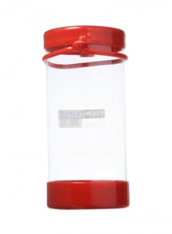 RED Tethered Cap Storage Container Red/Clear