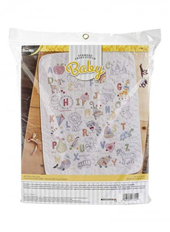 Baby Stamped Cross Stitch Crib Cover White/Grey/Yellow