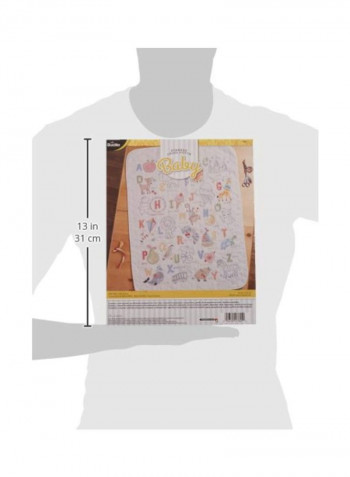 Baby Stamped Cross Stitch Crib Cover White/Grey/Yellow