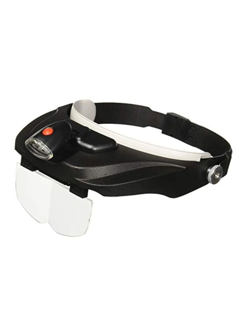 LED Lighted Head Visor Magnifier With 4-Piece Lenses Black/White