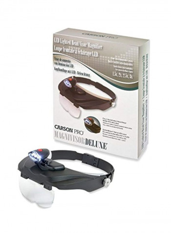 LED Lighted Head Visor Magnifier With 4-Piece Lenses Black/White