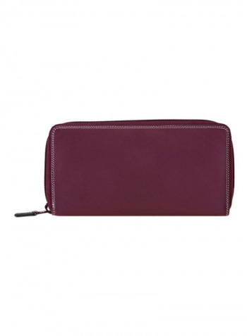 Leather Wallet Maroon/Orange