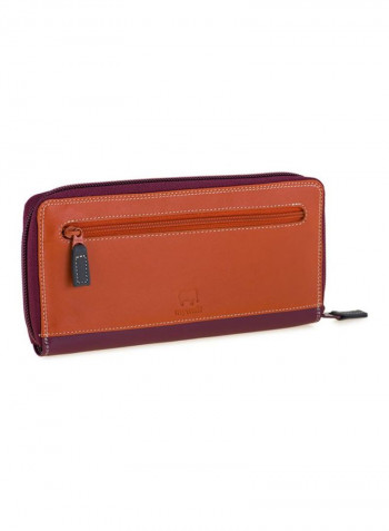 Leather Wallet Maroon/Orange