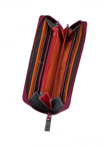 Leather Wallet Maroon/Orange