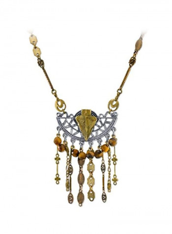 Brass Tiger Eye Beaded Necklace