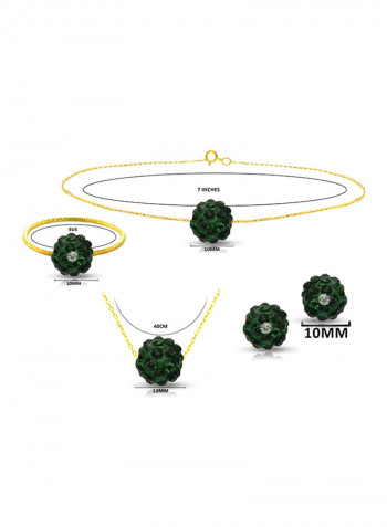 10 Karat Solid Yellow Gold Simple 10 mm Crystal Ball Jewellery Set