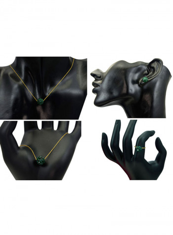 10 Karat Solid Yellow Gold Simple 10 mm Crystal Ball Jewellery Set