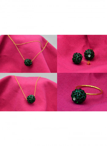 10 Karat Solid Yellow Gold Simple 10 mm Crystal Ball Jewellery Set