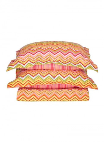 3-Piece Printed Quilt Set Orange/Red/Yellow King