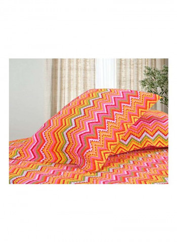 3-Piece Printed Quilt Set Orange/Red/Yellow King