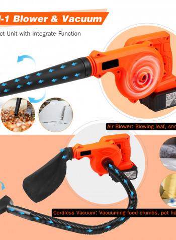 2-In-1 Cordless Sweeper And Vacuum Cleaner Kit Orange/Black 40 x 18 x 30cm