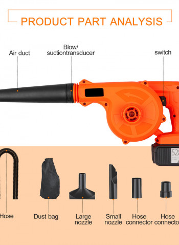 2-In-1 Cordless Sweeper And Vacuum Cleaner Kit Orange/Black 40 x 18 x 30cm