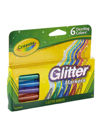 6-Piece Glitter Marker Set Multicolour