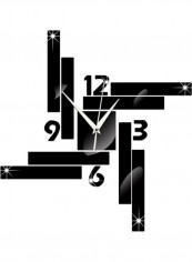 Geometric Design Acrylic Mirror Sticker Black 60x90cm