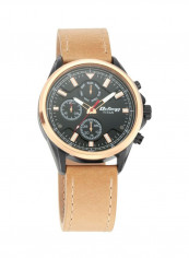 Men's Leather Round Chronograph Wrist Watch 90107KL01