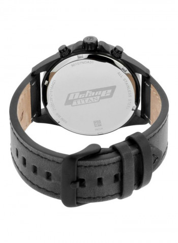 Men's Leather Round Chronograph Wrist Watch 90107NL01