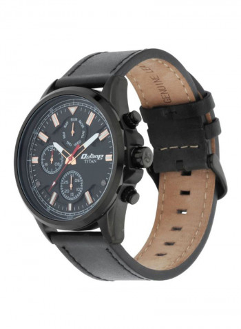 Men's Leather Round Chronograph Wrist Watch 90107NL01