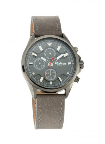 Men's Leather Round Chronograph Wrist Watch 90107QL01