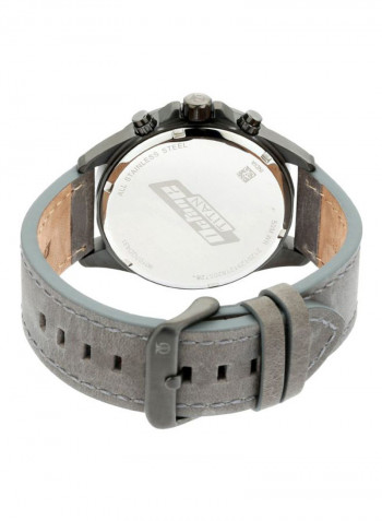 Men's Leather Round Chronograph Wrist Watch 90107QL01