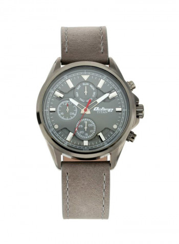 Men's Leather Round Chronograph Wrist Watch 90107QL01