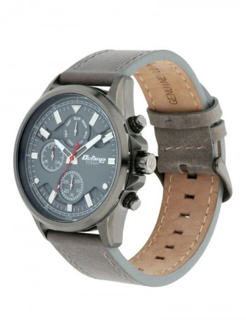 Men's Leather Round Chronograph Wrist Watch 90107QL01