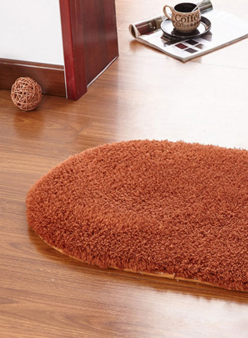 Oval Shaped Thick Comfy Floor Rug Brown 100x200centimeter