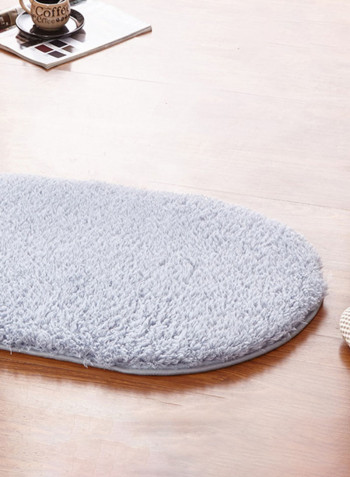Oval Shaped Thick Comfy Floor Rug White 100x200centimeter