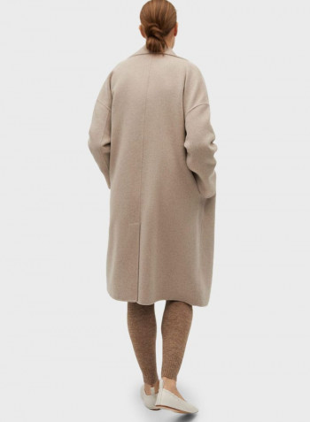 Double Breasted Longline Coat Beige