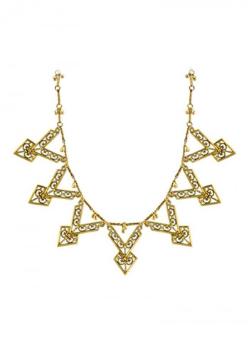Metal Chevron Design Bib Necklace