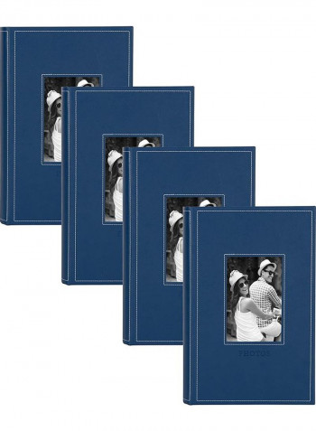 4-Piece Faux Leather Photo Album Set Blue