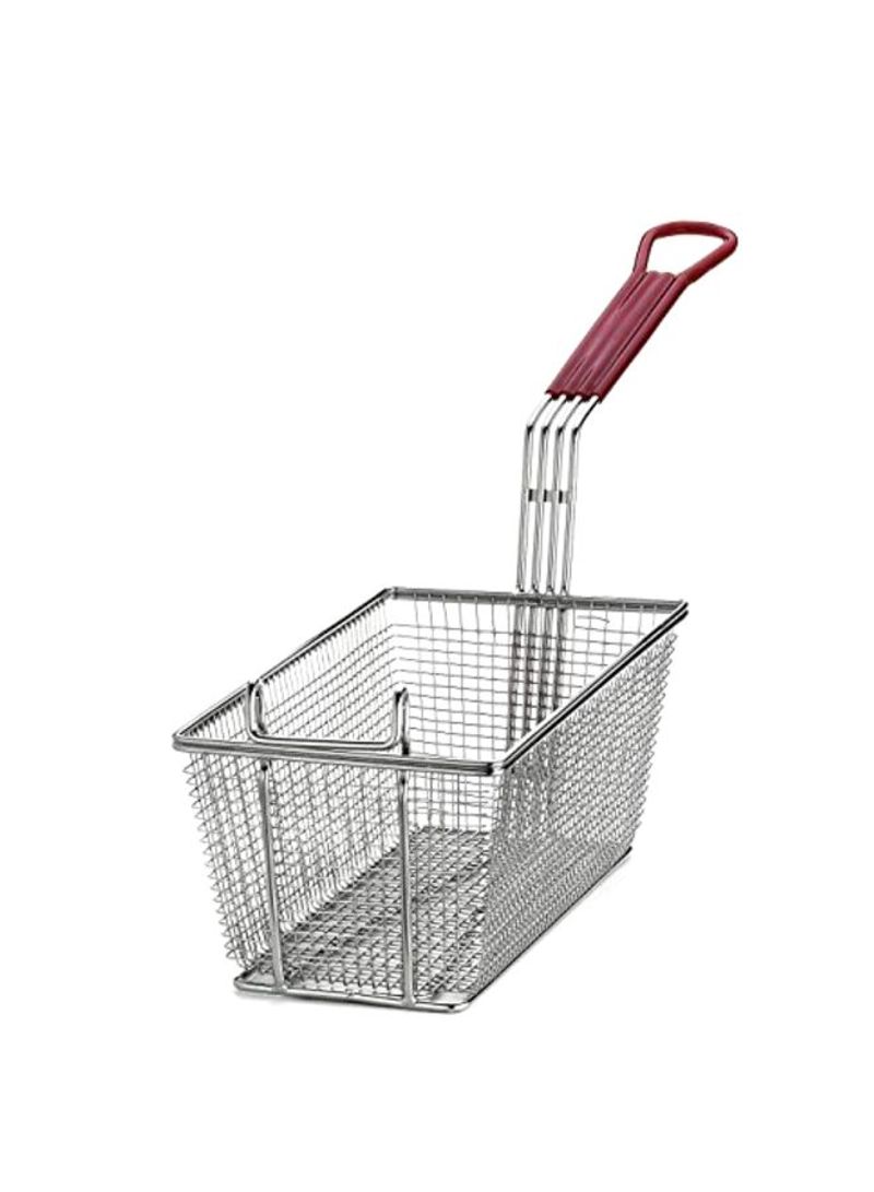 Rectangular Fry Basket Silver/Red 25.5x6.5x5.2inch