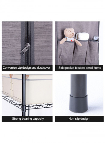 3-Tier Carbon Steel Clothing Rack Grey 90x45x175centimeter