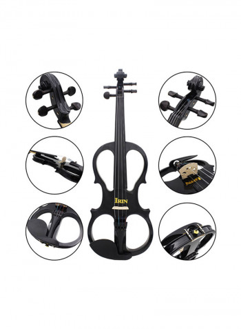Electric Violin With Ebony Fittings Cable Headphone Case
