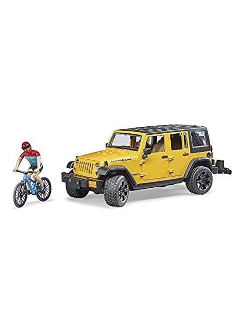 Jeep Wrangler Rubicon With 1 Mountain Bike And Cyclist