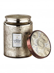 Large Embossed Glass Jar Candle In Gilt Pomander And Hinoki