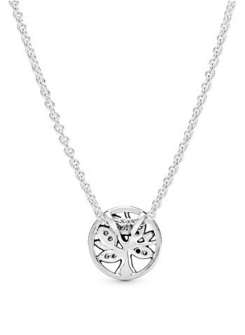 Sterling Silver Family Tree Cubic Zerconia Pendant Necklace