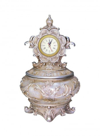 Decoration Polyresin Clock Silver/Yellow 8.5x15x15inch