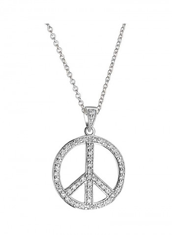 925 Sterling Silver Cubic Zirconia Studded Pendant Necklace