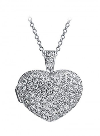 Brass Rhodium Plated Cubic Zirconia Studded Pendant Necklace