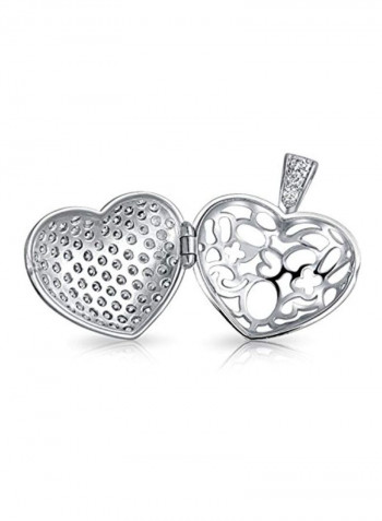 Brass Rhodium Plated Cubic Zirconia Studded Pendant Necklace