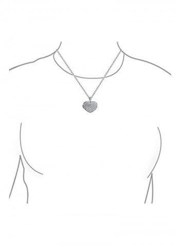 Brass Rhodium Plated Cubic Zirconia Studded Pendant Necklace