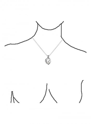 Sterling Silver Drop Pearl Caged Pendant Necklace
